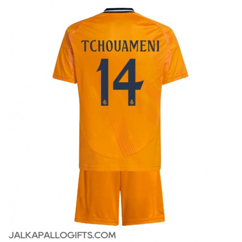 Real Madrid Aurelien Tchouameni #14 Vieras Peliasu Lasten 2024-25 Lyhythihainen (+ Lyhyet housut)